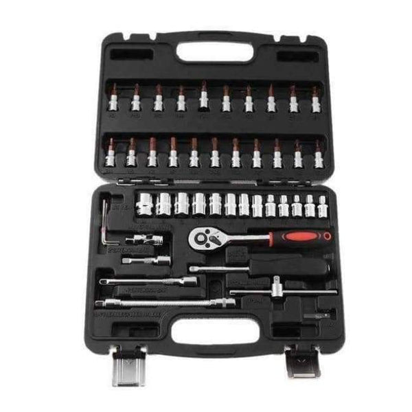 Planet Gates Black / 46Pcs 46 Pcs Spanner Socket Set 1/4-Inch Car Repair Tool Ratchet Torque Wrench Combination Tools Set Auto Repairing hand Tools