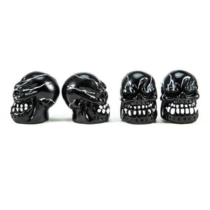 Planet Gates Black 4Pcs/Set Universal Skull Car Auto Wheel Tire Valve Stem Caps Dust Covers Modified Tire Valve Cap for Car, Motorcycle and Bicycle