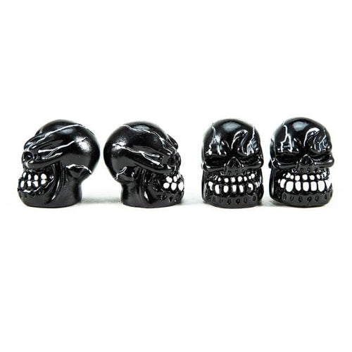Planet Gates Black 4Pcs/Set Universal Skull Car Auto Wheel Tire Valve Stem Caps Dust Covers Modified Tire Valve Cap for Car, Motorcycle and Bicycle