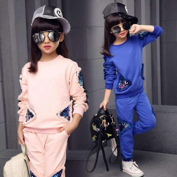 Planet Gates Black / 4T Children Girls clothing set autumn teenage girls sport suit school kids clothes tracksuit girls clothes set two piece 4~12T