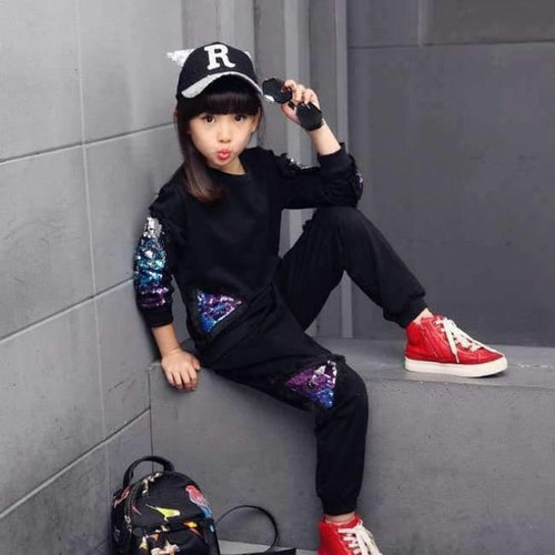 Planet Gates Black / 4T Children Girls clothing set autumn teenage girls sport suit school kids clothes tracksuit girls clothes set two piece 4~12T