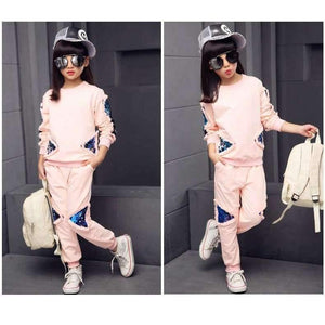 Planet Gates Black / 4T Children Girls clothing set autumn teenage girls sport suit school kids clothes tracksuit girls clothes set two piece 4~12T