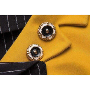 Planet Gates Black / 4XL AOFULI M- 3XL 4XL Runway design asymmetrical dress Plus size autumn long sleeve knee-length stripe print dress Yellow B6269