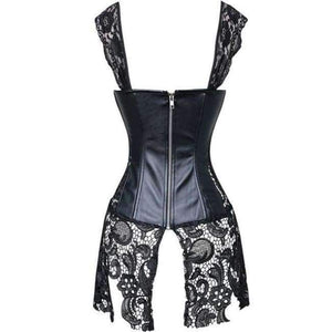 Planet Gates Black / 4XL New Women Excellent Plus Size Lace Lingerie  New Design Faux Leather Bustier Gothic Sexy Intimates Lace Up Corset