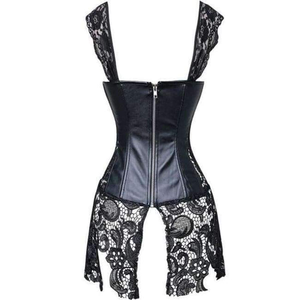 Planet Gates Black / 4XL New Women Excellent Plus Size Lace Lingerie  New Design Faux Leather Bustier Gothic Sexy Intimates Lace Up Corset