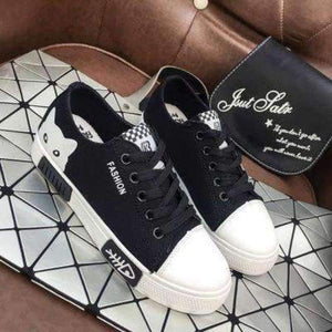 Planet Gates Black / 5 2018 Summer female Shoes Lace Up Casual Board Shoes Women Sneakers Shoes Fashion Women Vulcanize Shoes Cartoon Women Canvas