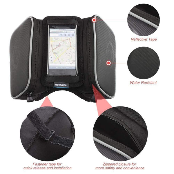 Planet Gates Black / 5.5 1.8L Waterproof Bicycle Bag Cycling Frame Front Head Tube Touch Screen Pannier Double Case Pouch for 4.8/5.5in Phone