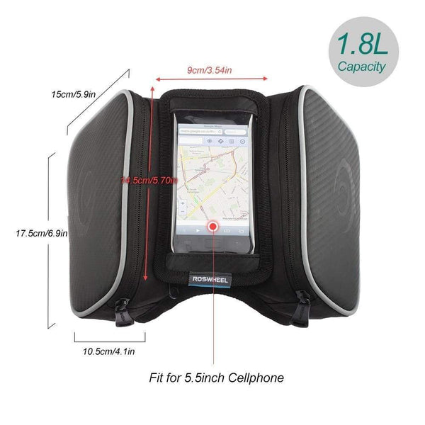 Planet Gates Black / 5.5 1.8L Waterproof Bicycle Bag Cycling Frame Front Head Tube Touch Screen Pannier Double Case Pouch for 4.8/5.5in Phone
