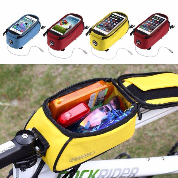 Planet Gates Black / 5.5 4.8" 5.5" PVC Bicycle Bag Outdoor Cycling Bicycle Frame Pouch Front Tube Bag Bike Bags for Cell Phone 4 color