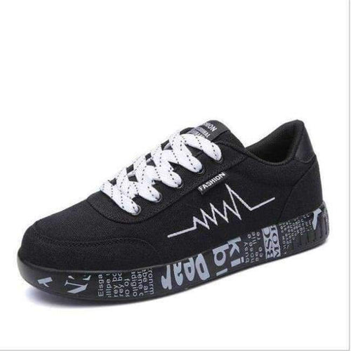 Planet Gates Black / 5.5 Fashion new women's vulcanized shoes sports shoes women's breathable lace-up casual shoes graffiti flat canvas shoes 36-44#