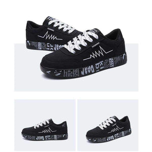 Planet Gates Black / 5.5 Fashion new women's vulcanized shoes sports shoes women's breathable lace-up casual shoes graffiti flat canvas shoes 36-44#