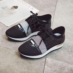 Planet Gates Black / 5.5 Fashion Sneakers for Women Flat Casual Shoes Breathable Mesh Shoes Brand Women's Flats YX001