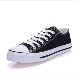 Planet Gates Black / 5 Canvas Shoes Fashion Solid Color Women Vulcanized Shoes Lace-up Casual White Couple Shoes Woman Sneakers Zapatos Tenis Feminino