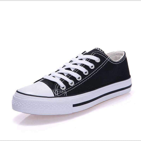 Planet Gates Black / 5 Canvas Shoes Fashion Solid Color Women Vulcanized Shoes Lace-up Casual White Couple Shoes Woman Sneakers Zapatos Tenis Feminino