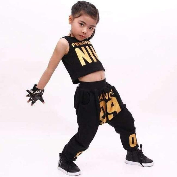 Planet Gates black / 5 Jazz Dance Costumes for Girls Spring Summer  Kids Street Dance Clothes Sets Teenagers Hip Hop T Shirt Pants Sets