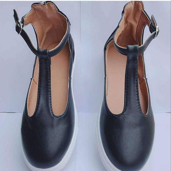 Planet Gates Black / 5 MCCKLE Autumn Women Flats Plus Size Shoes Female T Strap Platform Glitter Fashion Rome Style Buckle Strap Casual Footwear