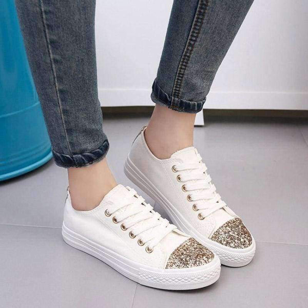 Planet Gates Black / 5 MCCKLE Retail Women Casual Vulcanize ShoeS Hot Sale 2017 Spring Female Fashion Lace-up Canvas Comfortable Flat Walking Footwear