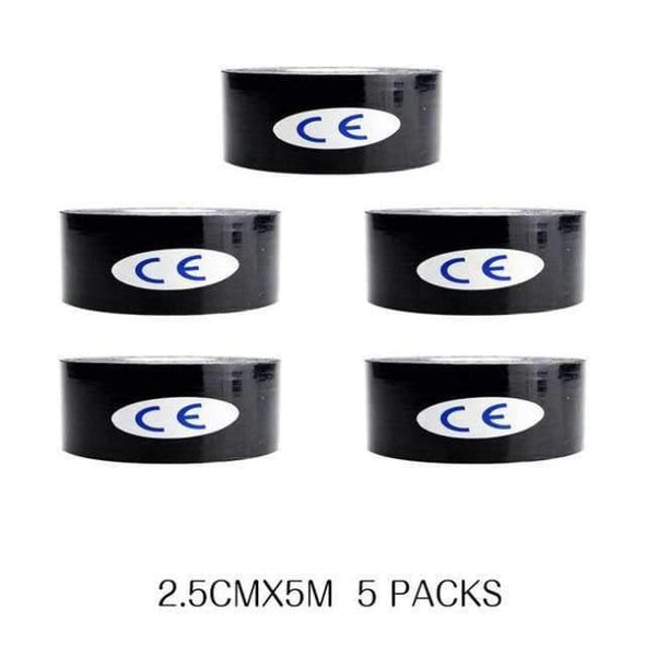 Planet Gates Black 5 Pcs/lot Sport Safety Kinesiology Tape Roll Kinesio Muscle Adhesive Bandage Protective Gear Knee Elbow Brace Suppor 2.5cm*5m