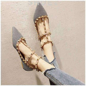Planet Gates Black / 5 SUOJIALUN 2018 New Fashion Autumn Women  Flats Shoes Slip On Sandals Pointed Closed Toe Rivet Ankle Buckle Flat Heel Shoes