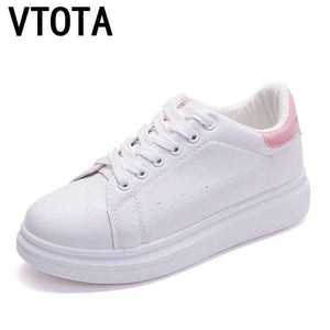 Planet Gates Black / 5 VTOTA Women Platform Shoes Lace-Up White Student Flat Shoes Vulcanized Shoes Spring Autumn Solid Sneakers Casual Shoes H165