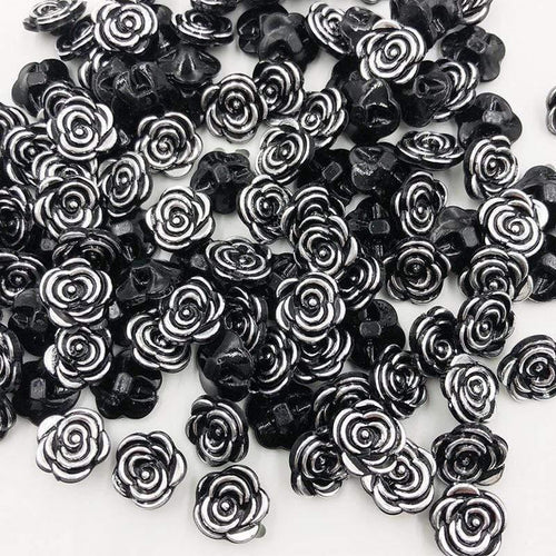Planet Gates black / 50 pcs 50/100pcs Gold Transparent Rose Flower Acrylic Buttons For Decoration Handmade Craft Sewing Accessories PT134