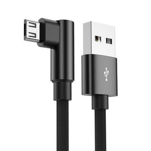 Planet Gates Black / 50cm USLION Micro USB Cable 2A Fast Charger 90 Degree Microusb Data Cable for Samsung Xiaomi LG Tablet Mobile Phone USB Charging Cord