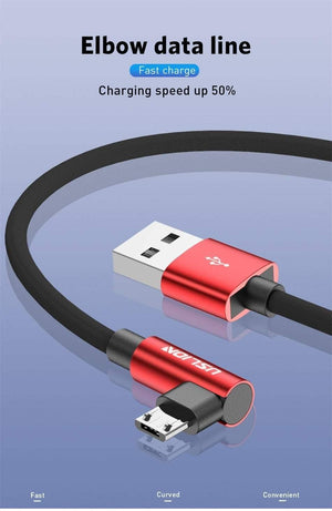 Planet Gates Black / 50cm USLION Micro USB Cable 2A Fast Charger 90 Degree Microusb Data Cable for Samsung Xiaomi LG Tablet Mobile Phone USB Charging Cord