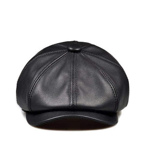 Planet Gates black / 55 56 CM Unisex Winter Pumpkin Black Genuine Leather Hat Women Men Fitted Korean Cowboy Casquette