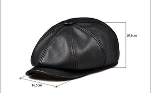 Planet Gates black / 55 56 CM Unisex Winter Pumpkin Black Genuine Leather Hat Women Men Fitted Korean Cowboy Casquette