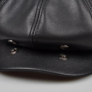 Planet Gates black / 55 56 CM Unisex Winter Pumpkin Black Genuine Leather Hat Women Men Fitted Korean Cowboy Casquette