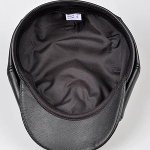 Planet Gates black / 55 56 CM Unisex Winter Pumpkin Black Genuine Leather Hat Women Men Fitted Korean Cowboy Casquette