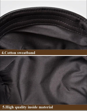 Planet Gates black / 55 56 CM Unisex Winter Pumpkin Black Genuine Leather Hat Women Men Fitted Korean Cowboy Casquette