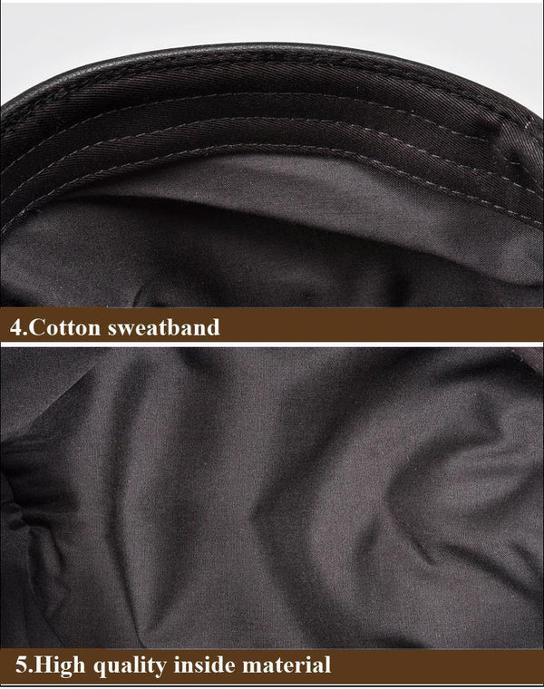 Planet Gates black / 55 56 CM Unisex Winter Pumpkin Black Genuine Leather Hat Women Men Fitted Korean Cowboy Casquette