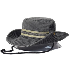 Planet Gates Black / 56-58cm Fishing Hiking Sun Hat Men Women Boonie Hat Wide Brim Bucket Hat Outdoor Safari Summer Cap Cotton Bucket Hat