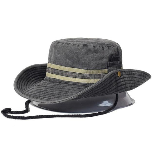 Planet Gates Black / 56-58cm Fishing Hiking Sun Hat Men Women Boonie Hat Wide Brim Bucket Hat Outdoor Safari Summer Cap Cotton Bucket Hat