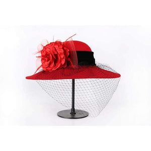 Planet Gates black / 56-58cm Women 100% Wool Felt Hats 1920s Vintage flower Derby Church Bucket hats Elegant Fashion classic chapeau veil Formal hat