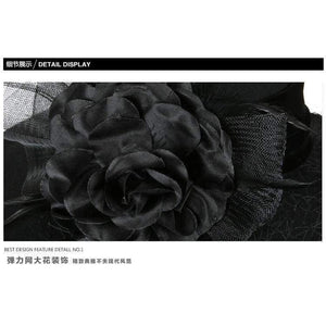 Planet Gates black / 56-58cm Women 100% Wool Felt Hats 1920s Vintage flower Derby Church Bucket hats Elegant Fashion classic chapeau veil Formal hat