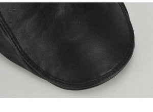 Planet Gates Black / 56-60cm Brand Quality Newsboy Hat Cowhide Genuine Leather Patchwork Solid Ivy Beret For Men Caps