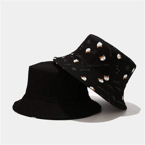 Planet Gates Black / 56-60cm Cotton Double sided cartoon dog print Bucket Hat Fisherman Hat outdoor travel hat Sun Cap hats for Men and Women 261