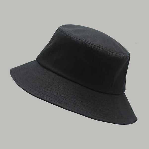 Planet Gates black / 57-60cm Large Size Sun Hat Women Blank Fisherman Hat Pure Cotton Panama Cap Plus Size Bucket Hats 54-57cm 57-60cm 60-63cm