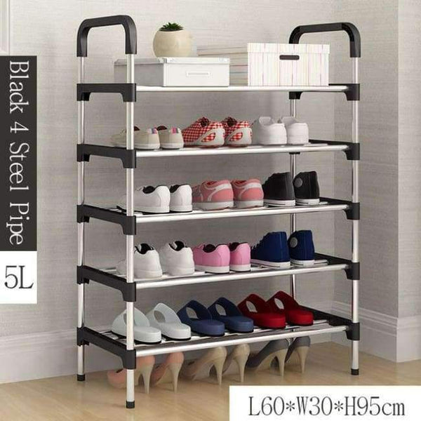 Planet Gates Black 5L Simple Metal Shoe Rack with Handrail Multi-layer Assembly Shoes Closet Home Furniture Saving Space Shoe Organizer for Hallway