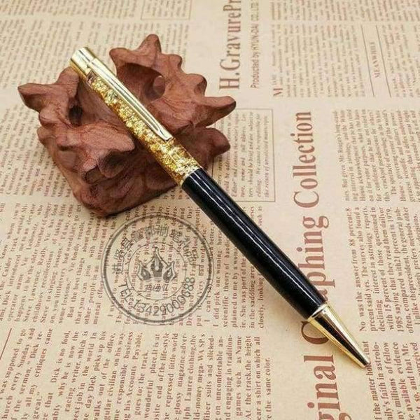 Planet Gates Black 5pcs Metal Copper Ballpoint Pen Luxury Brass Gold Foil Drill Ball Pen Sliver Penalty Office School Pencil Writing Supplies 1.0mm