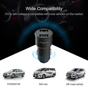 Planet Gates black 5V3.4A Digital Display Car Charger, ROCK Screen Digital Readout Dual USB Car-Charger 2 ports car phone charger Clearance 49%