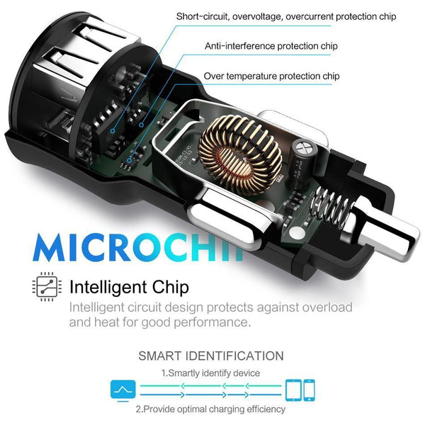 Planet Gates black 5V3.4A Digital Display Car Charger, ROCK Screen Digital Readout Dual USB Car-Charger 2 ports car phone charger Clearance 49%