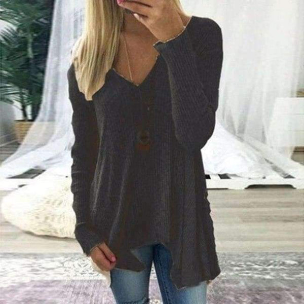 Planet Gates Black / 5XL T-shirts Casual Knitted Sweater Pullover Long Sleeve Women Tops Sexy V Neck T-shirts Femme Tee Shirts WS3536E