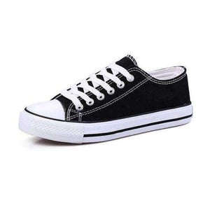 Planet Gates Black / 6 2018Women Canvas Shoes Fashion Solid Color Women Vulcanized Shoes Lace-up Casual White Couple Shoes Woman Sneakers