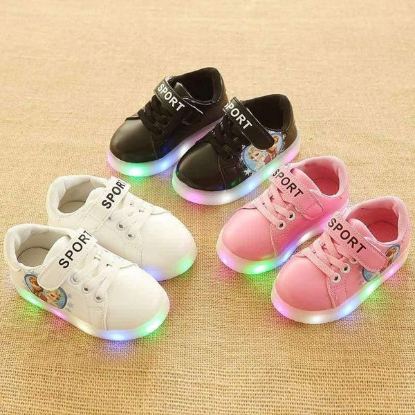 Planet Gates Black / 6.5 Cartoon classic style LED lighted baby first walkers LED shoes for baby girls glowing elegant nice baby casual shoes sneakers