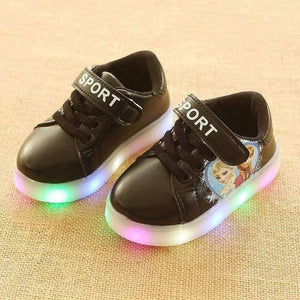 Planet Gates Black / 6.5 Cartoon classic style LED lighted baby first walkers LED shoes for baby girls glowing elegant nice baby casual shoes sneakers