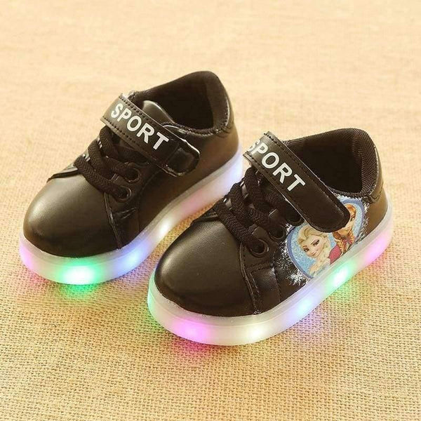 Planet Gates Black / 6.5 Cartoon classic style LED lighted baby first walkers LED shoes for baby girls glowing elegant nice baby casual shoes sneakers