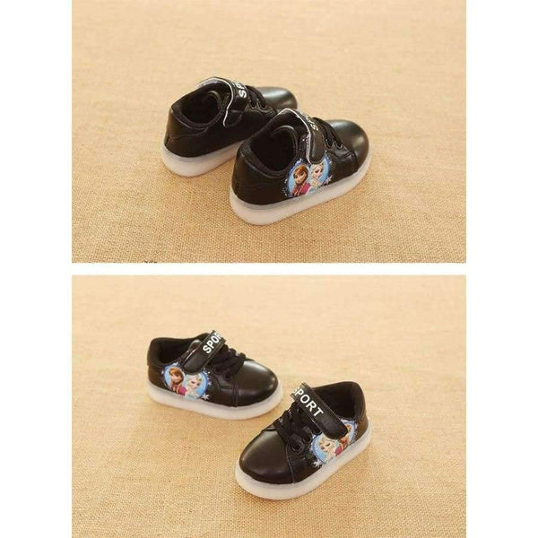 Planet Gates Black / 6.5 Cartoon classic style LED lighted baby first walkers LED shoes for baby girls glowing elegant nice baby casual shoes sneakers